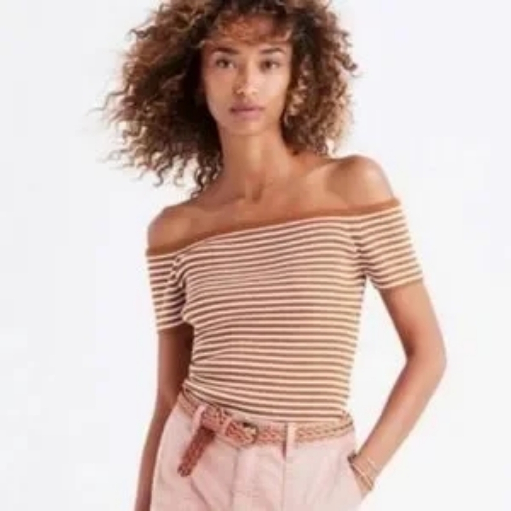 Madewell Off Shoulder Knit Stripe Top